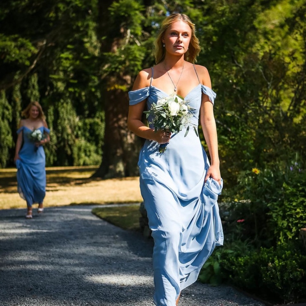 Blue Maxi Off the Shoulder Bridesmaid/Prom Dress!